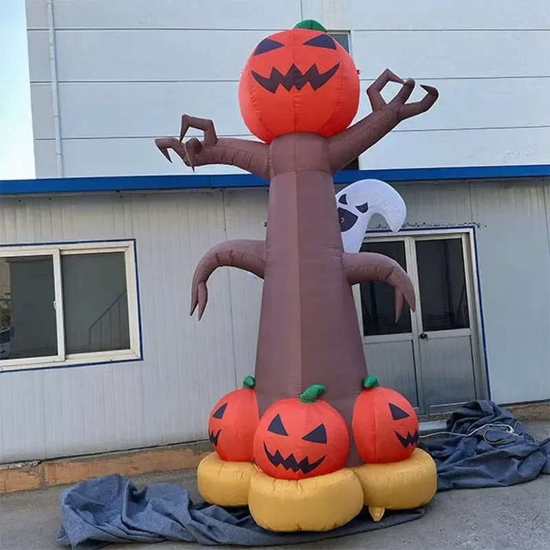 Giant Inflatable Halloween Pumpkin Tree with Ghost Model Blow up Pumpkin Character Sculpture for Haunted House Decoration