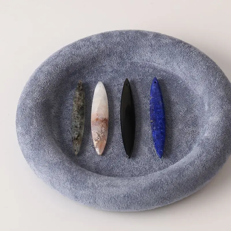 

4 шт., подвески ручной работы с маркизами, подвески из натуральных камней, ювелирные изделия, обсидиан, лазурит, синий кианит, агат, 55x9x4 мм-1,5 г