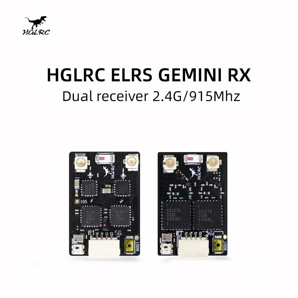 HGLRC 2025 New ELRS GEMINI RX Dual Band Receiver 2.4G/915Mhz - FPV Receiver for RC Airplane & Long Range FPV Drone