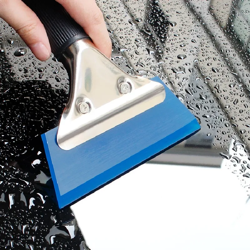 Blue Razor Blade Water Squeegee Auto Film Tint Wiper Scraper Multifunction Silicone Blade for Car Window Washing Cleaning Tools