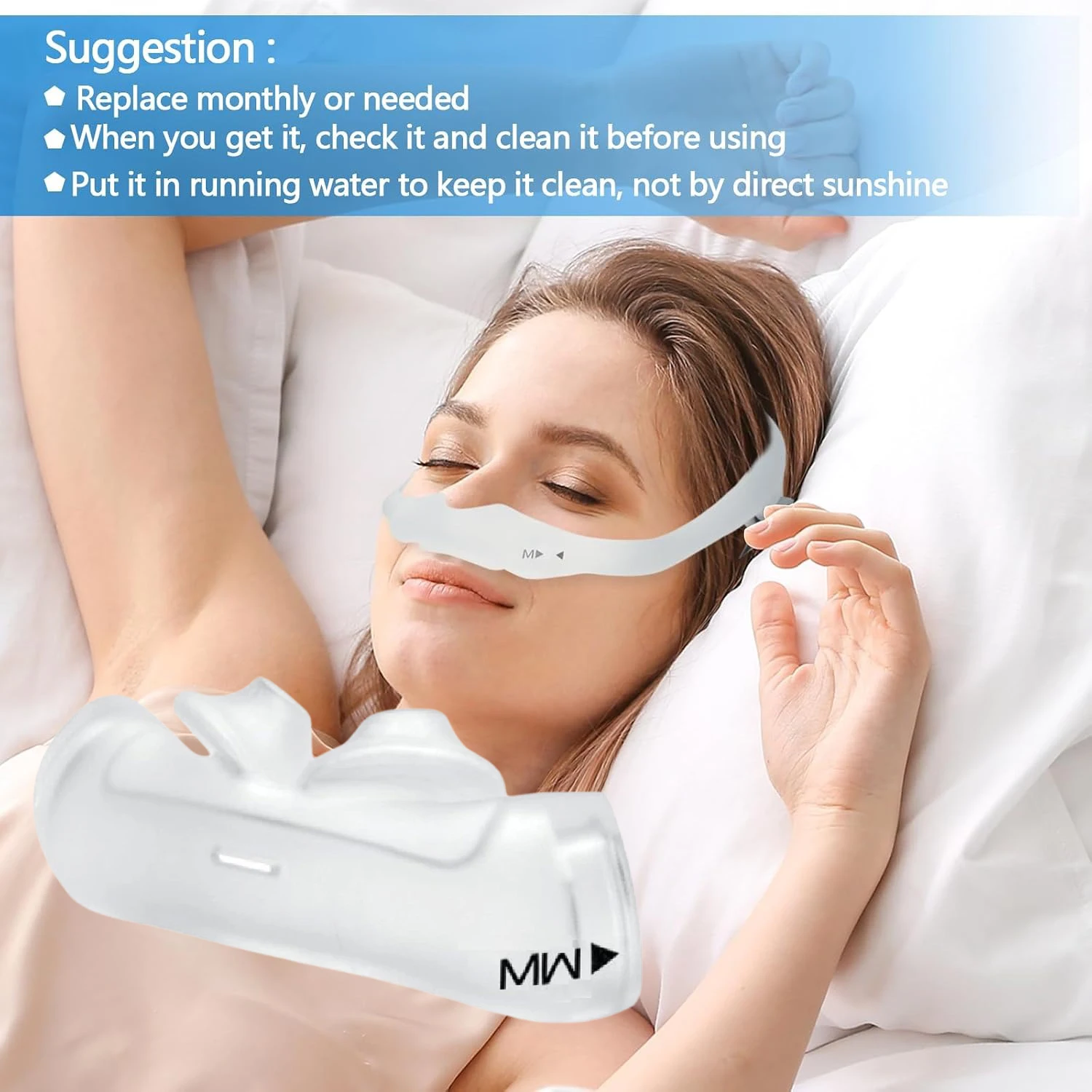 CPAP Mask Replacement Nasal Pillow for Dreamwear, Under Nose Nasal Cushion Anti Snoring Sleep Accessory S/M/MW CPAP Accessories