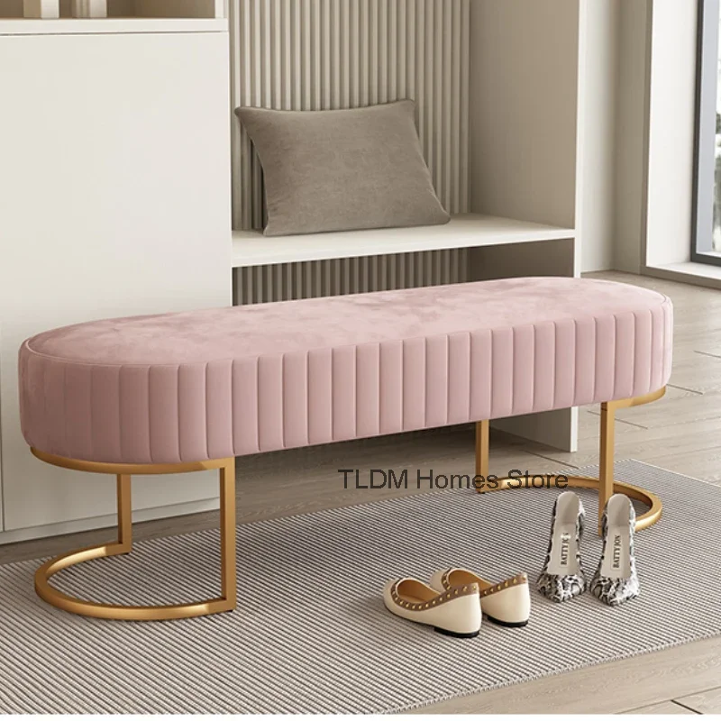 

Entrance velvet bench hallway soft bag shoe stool Nordic Footrest Sofa home bed end narrow bench design Low shoe stool Furniture