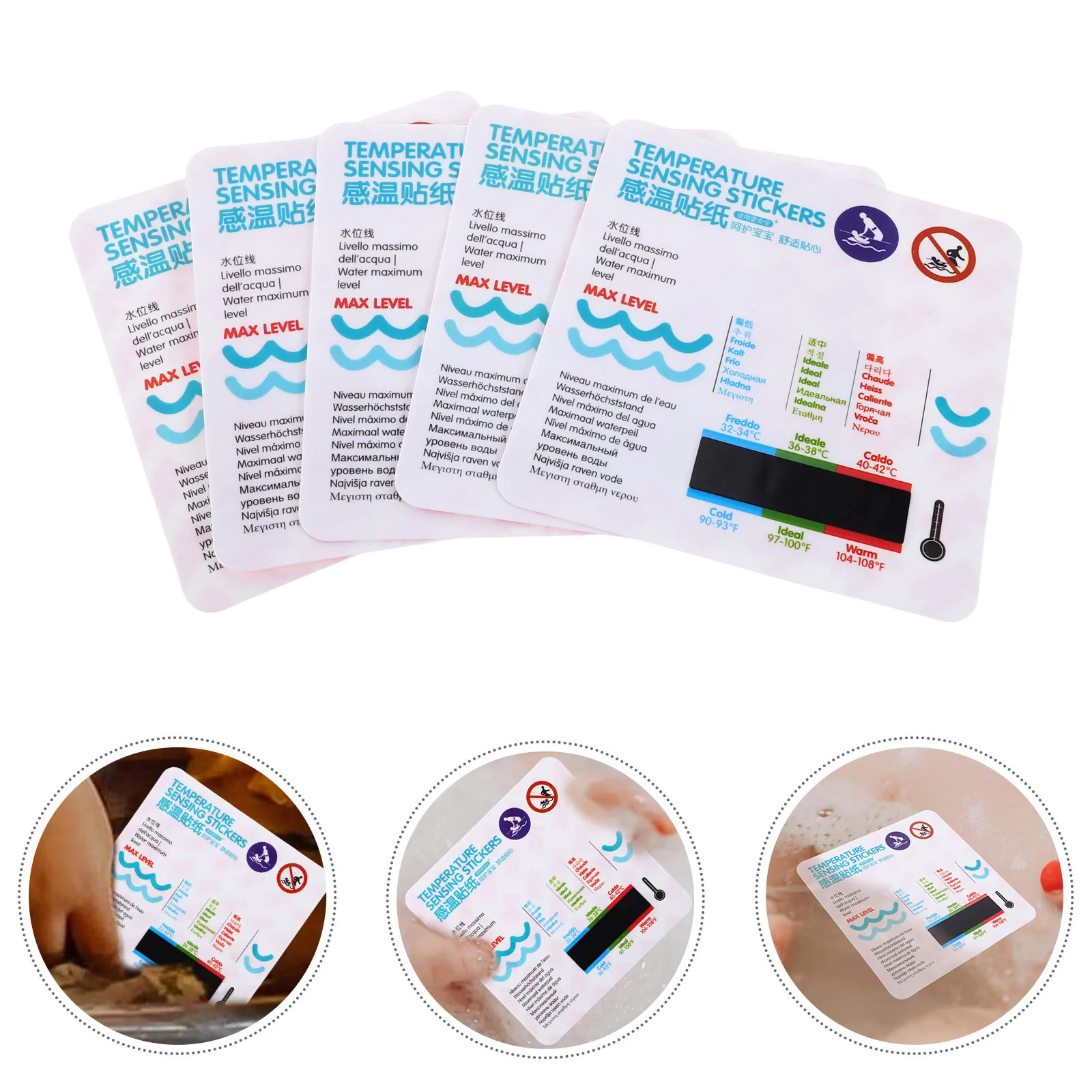 

5Pcs Baby Bath Temperature Thermometer Sticker Waterproof LCD Display for Bathtub Water Monitor Reusable Adhesive Decal Kids