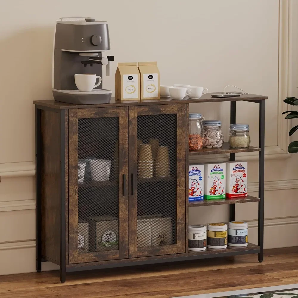 

Kitchen Locker Buffet Cabinet With Storage Multifunctional Side Console Table Industrial Farmhouse Barn Coffee Bar Table Home