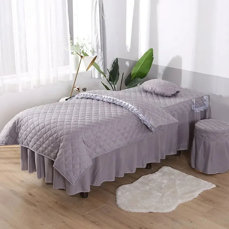 4pcs/Set Beauty Salon Bedding Sets Massage Spa Use Colchas Bed Cover Sheets Bedspread Bedskirt Pillowcase Duvet Cover
