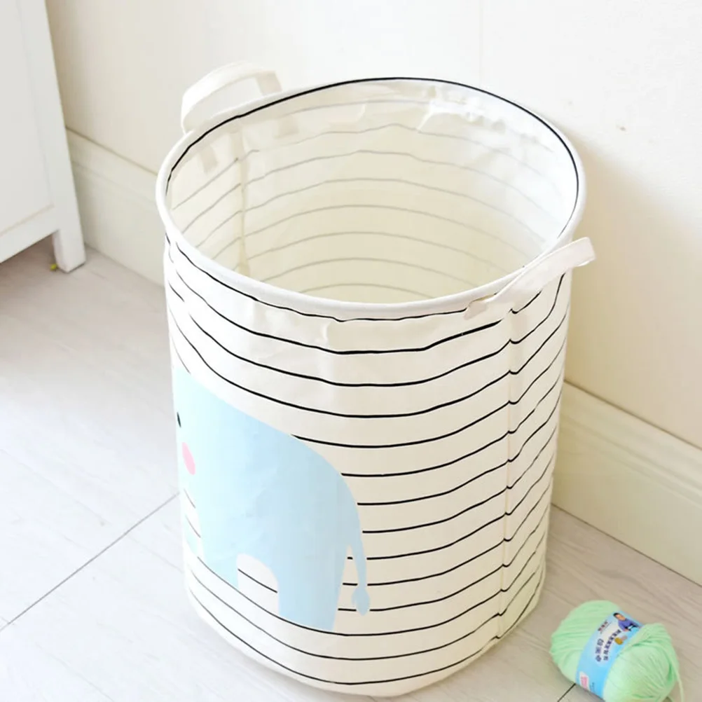 

1pc Foldable Laundry Striped Waterproof Cotton Linen Storage Basket Large Capacity Clothes Organizer Household