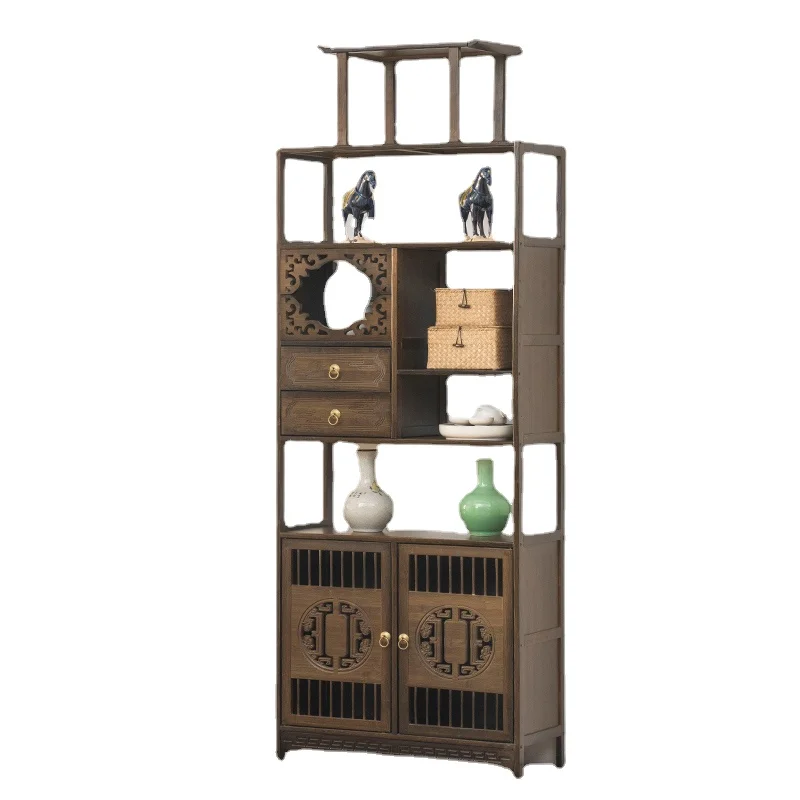 Pqf Solid Wood Duobao Pavilion Tea Decoration Display Cabinet Tea Room Storage Locker Tea Stand Storage Rack