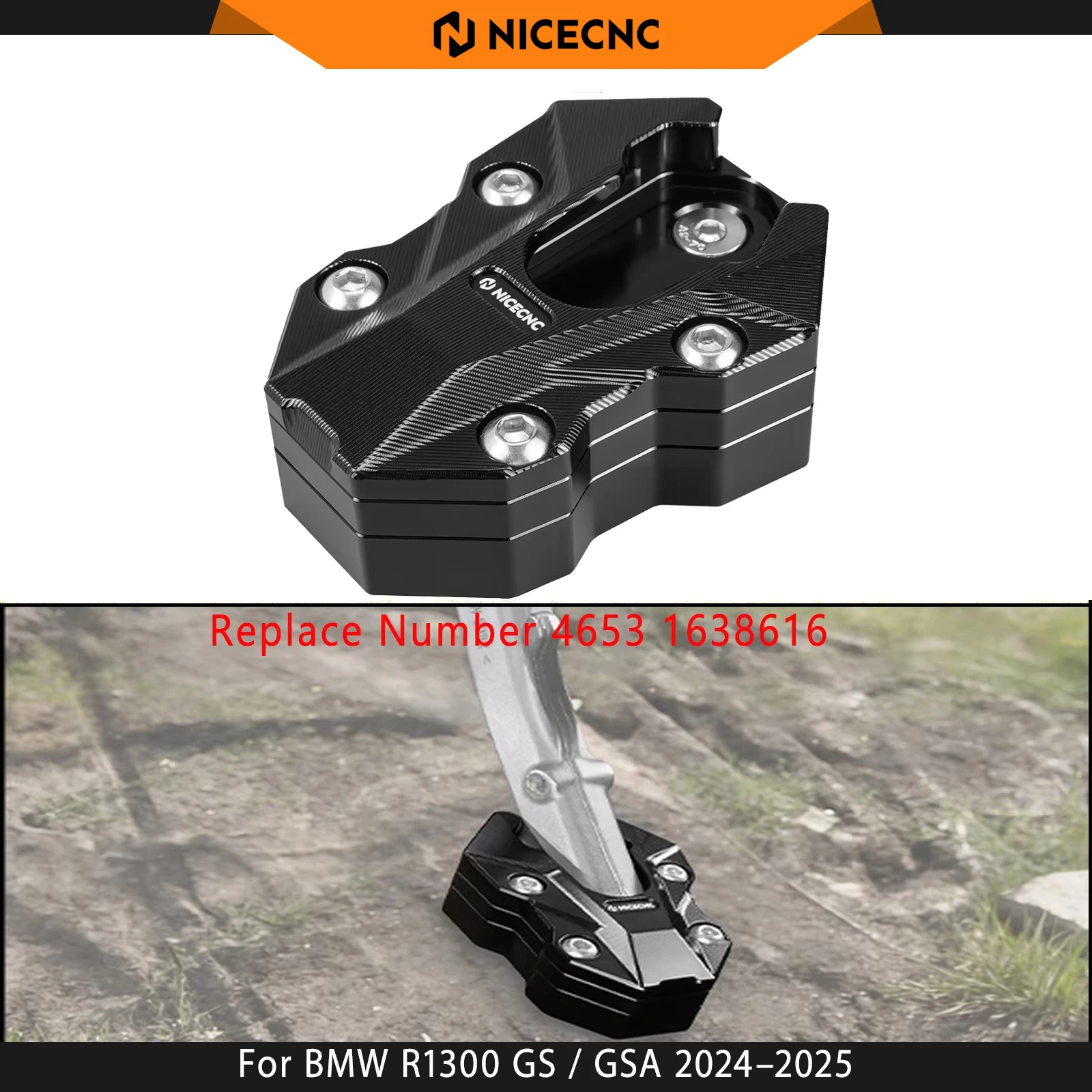 For BMW R1300 GS R1300 GSA 2024–2025 Side Stand Enlarger Pad With Adaptive Height Adjustment Suspension Replacement 46531638616