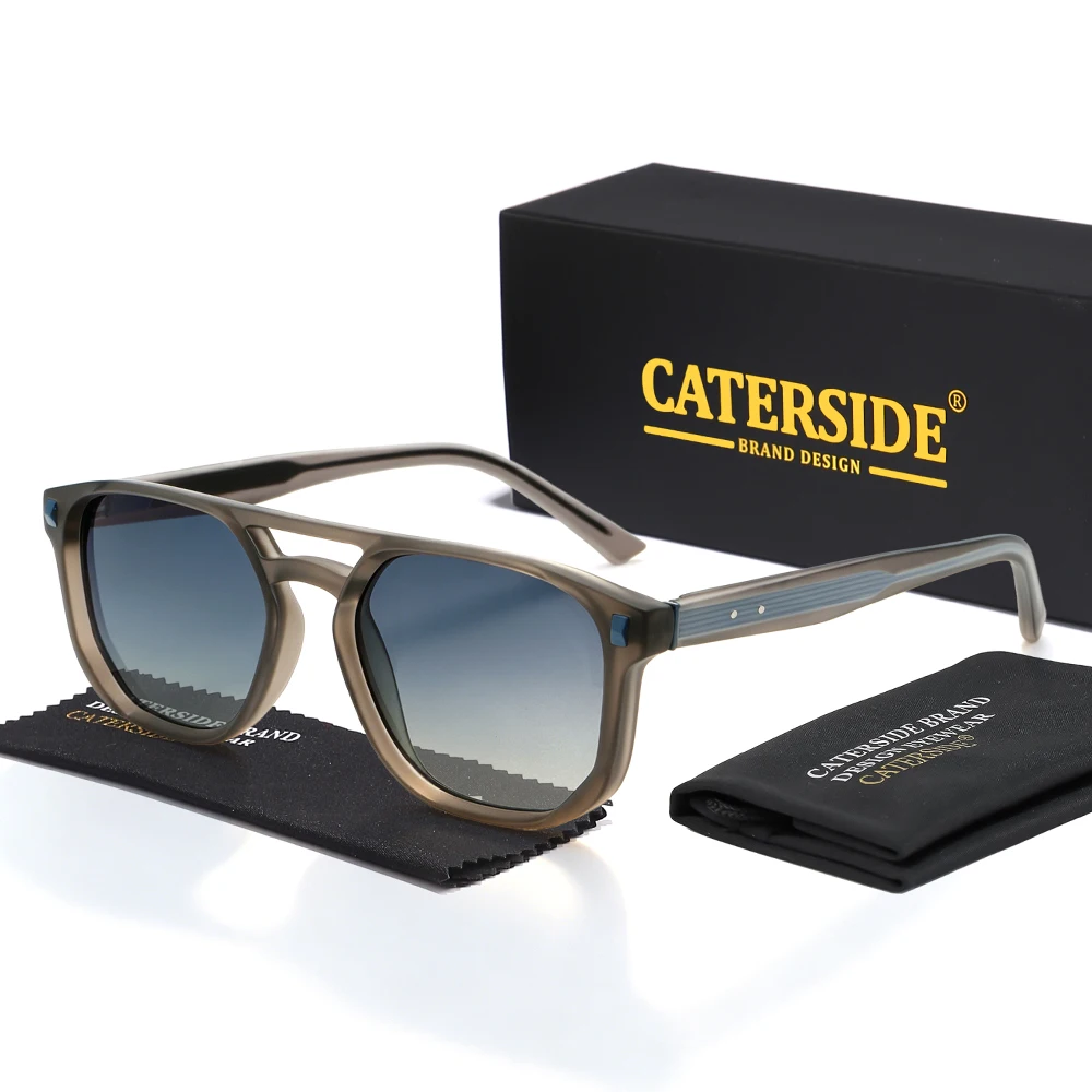CATERSIDE Pilot Square Sunglasses Men's and Women's Flat Double Bridge Design Sun Glasses Retro Outdoor Driving Glasses UV400