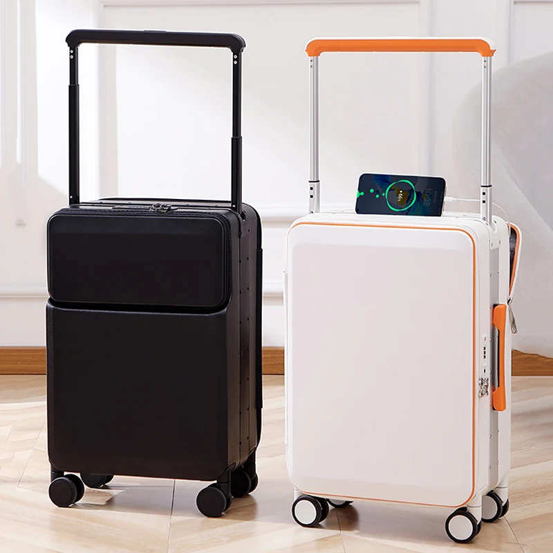 20/25 Inch Suitcase Travel Carry-On Lagguge Large Aluminum Wide Trolley Case PC Rolling Suitcases USB Side/Front Opening Lid