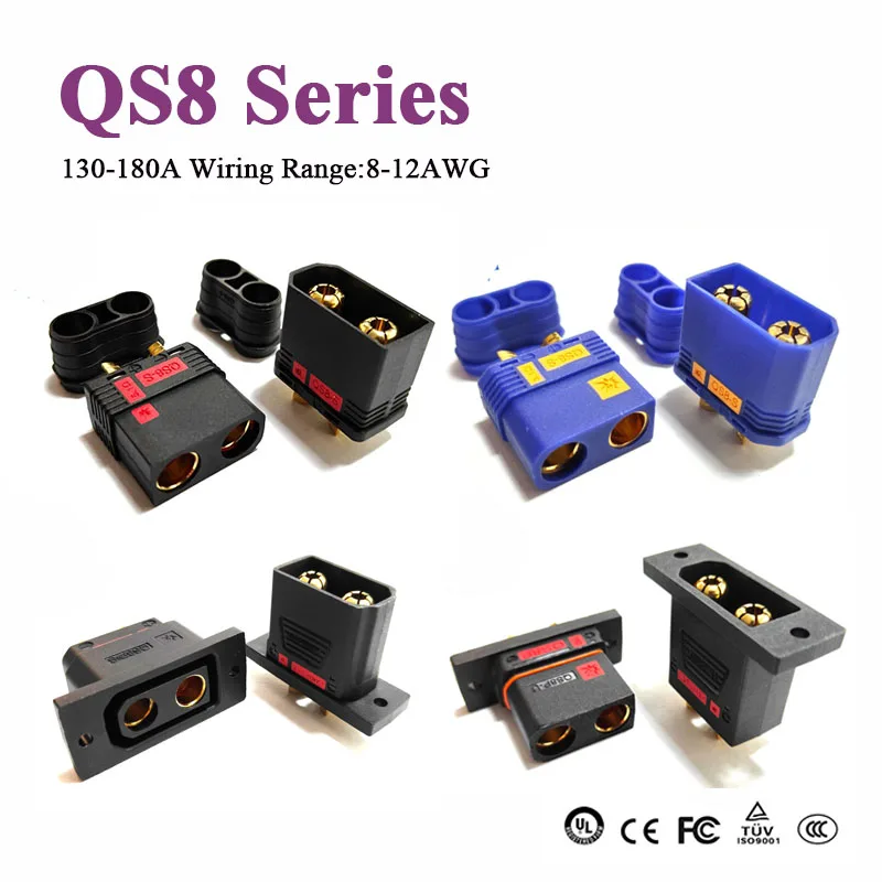 

130-180A QS8 Series Lithium Battery Anti Spark Battery Connector QS8P-S QS8P-L QS8P-U Female Male Plug f Aviation Model Forklift