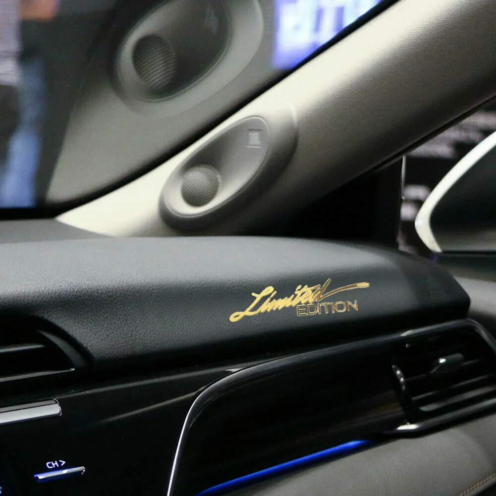 2pcs Universal Car Stickers 3D Gold Limited Edition Logo Emblem Badge Metal Sticker Decal Car Interior Accessories Decorations view 4
