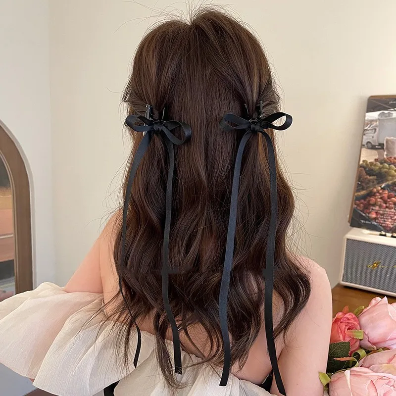 Pinzas para el pelo con cinta pequeña para niña y mujer, horquilla bonita para el pelo, regalo para fiesta, accesorios para el cabello, 2/4 piezas