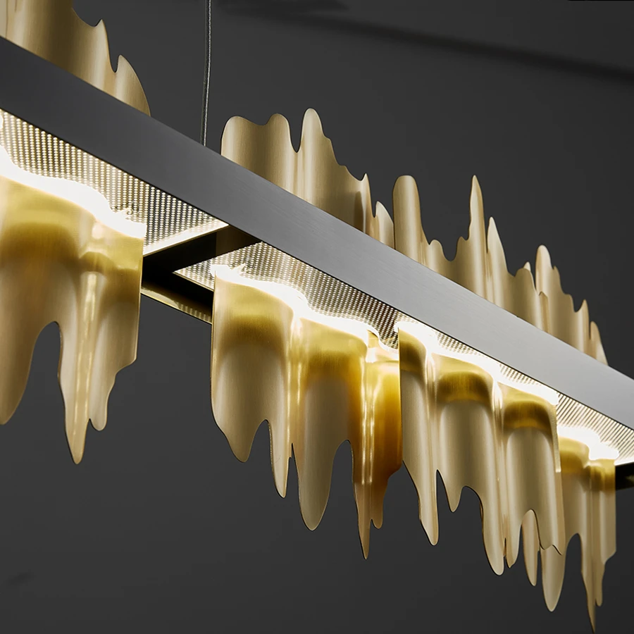 Modern Chandelier lighting For Dining Room Iceberg Design Gold/Black LED Hanging lamp Kitchen Island Rectangle Lighting Fixtures
