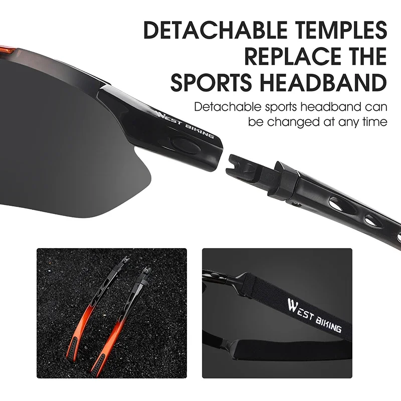 

Поляризованные велосипедные очки WEST BIKING с 5-линзами для мужчин и женщин, спортивные солнцезащитные очки, дорожные MTB, горный велосипед, очки для езды на велосипеде, очки