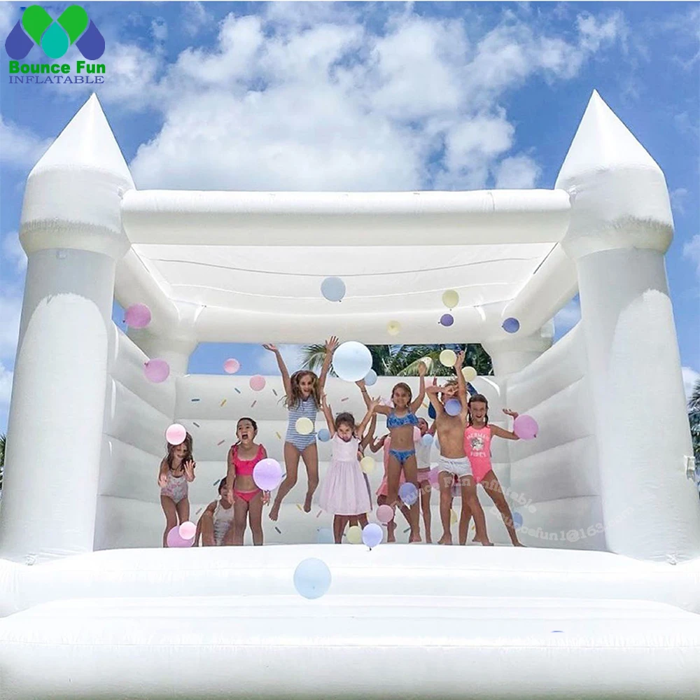 13x13ft-4x4m Outdoor Big Inflatable Wedding Bouncer,White Bounce House For Kids Adults Birthday Party Jumper Bouncy Castle