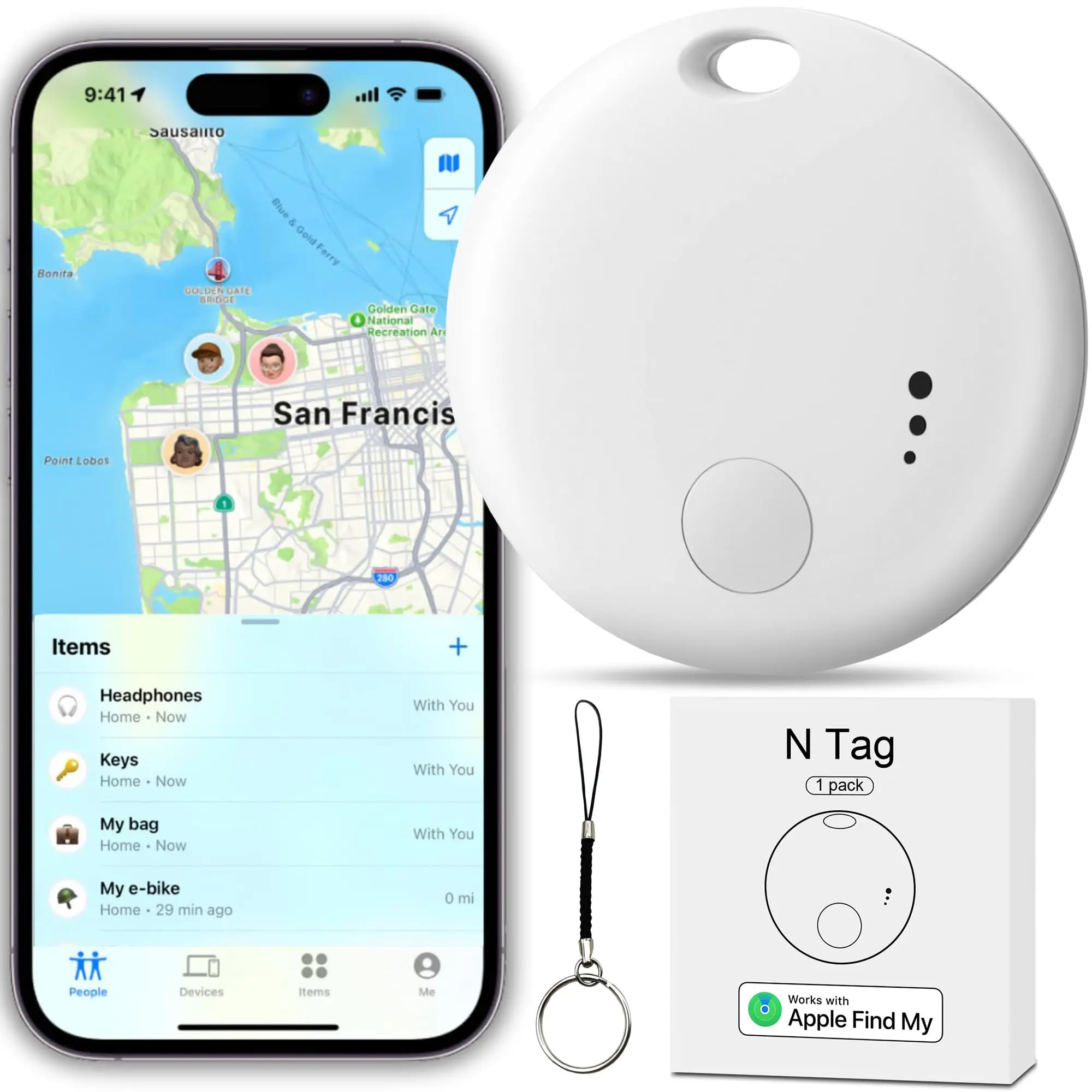 Bluetooth Tracker Smart Air Tracker Item Finders with Find My(iOS Only) Track Your Keys,Wallet,Luggage,Pets and Bag GPS Tracker