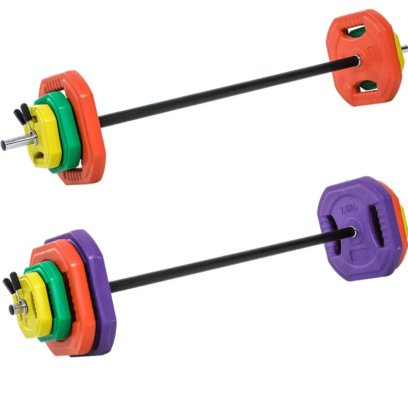 

Colorful Home Fitness Deep Squat Straight Bar Equipment Gym Jumping Barbell Set for Men and Women with Grip Barbells and Plates