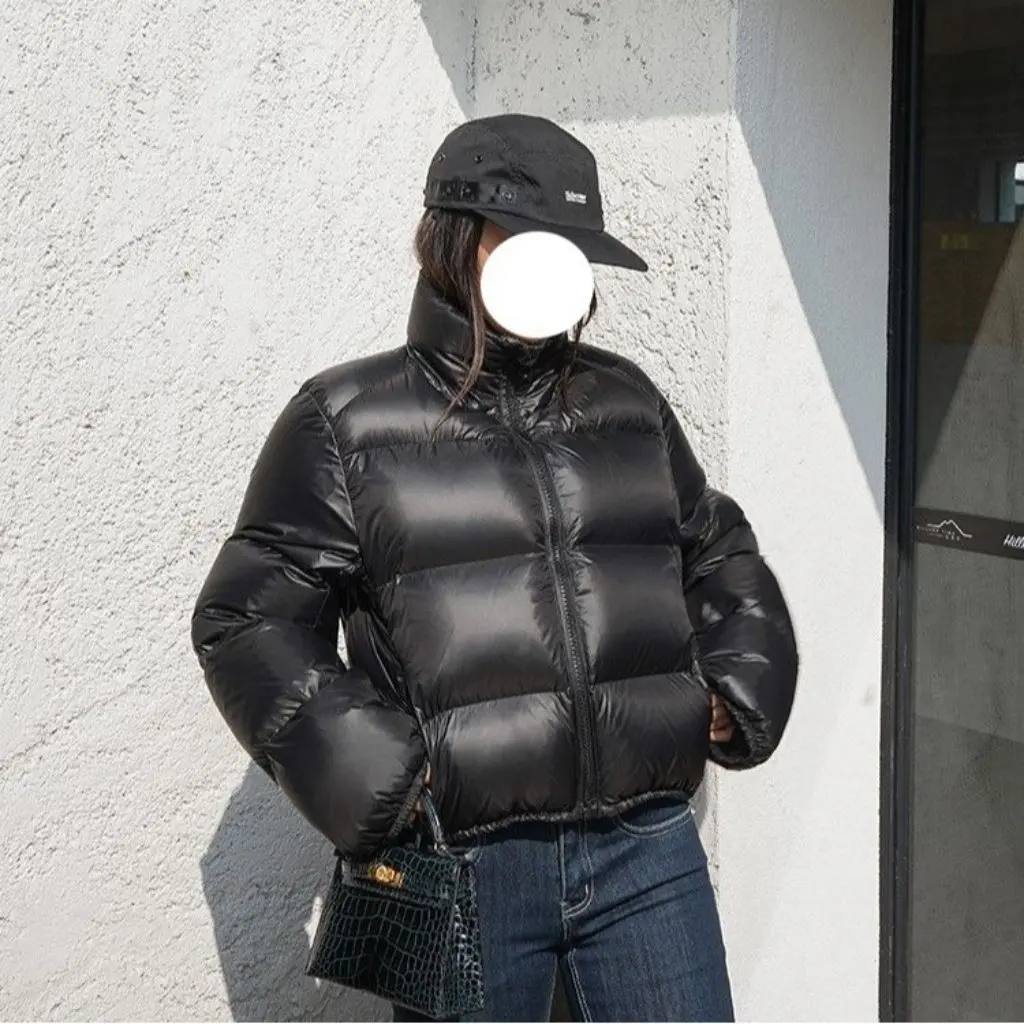 

Women's Fashionable Short Thickened Cotton Outwear Black Stand-Up Collar Winter Warm Bread Style Trendy Small People Friendly