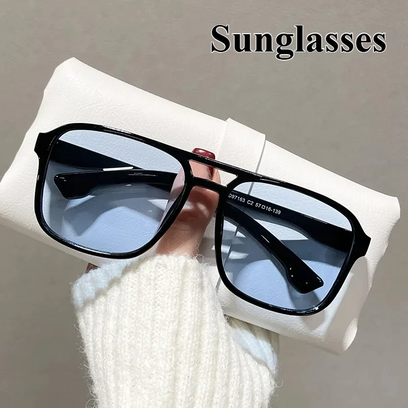 

Men's Classic Square Large Frame Sunglasses Women's Fashion New Gradient Color Sunglasses Retro Outdoor Driving Sunglasses