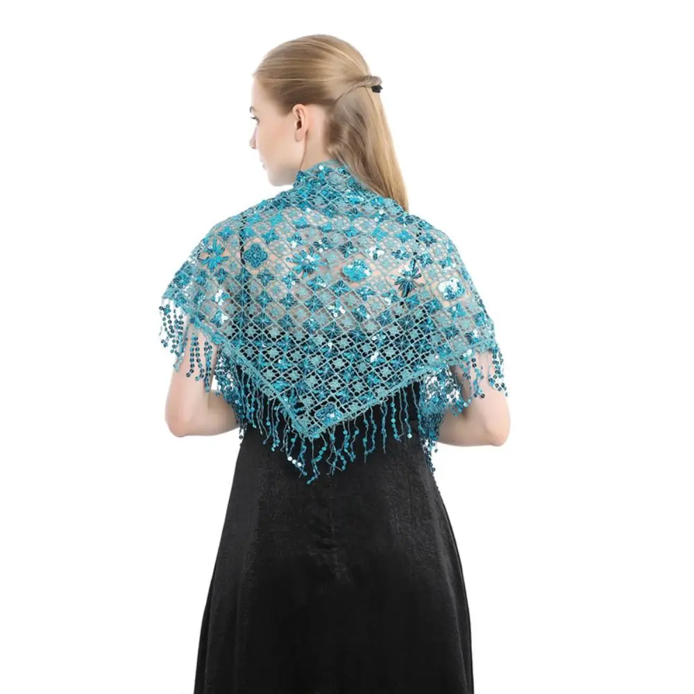 

Shiny Sequins Sequins Tassel Shawls Tassels Hollow Out Triangle Shawl Capes Multicolor Belly Dancing Scarf Belly Dancing Belt