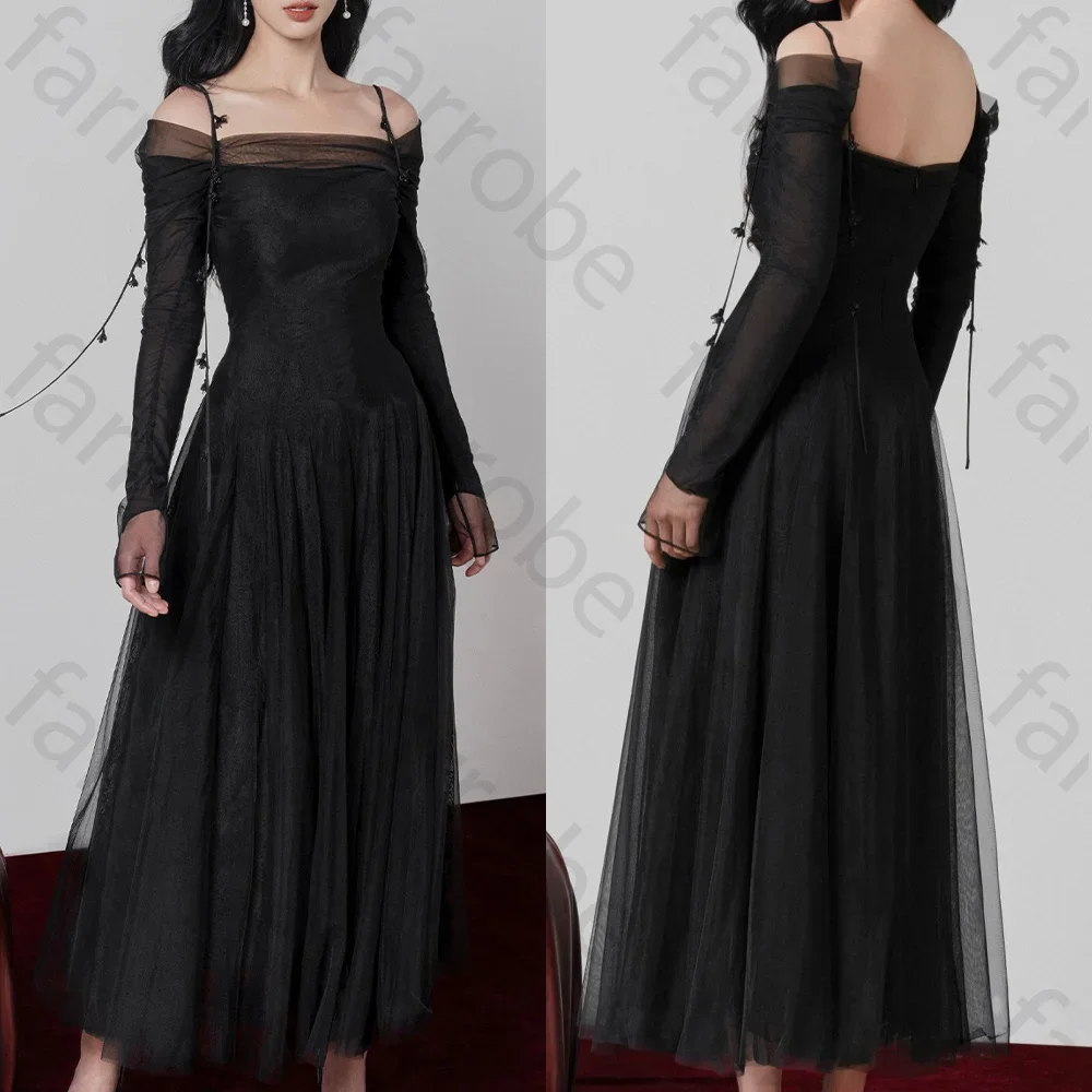 

Customize Mesh Lace Midi Dress with Floral Wire A-Line Evening Dresses Formal Modern High Quality Prom Party Gowns for Women
