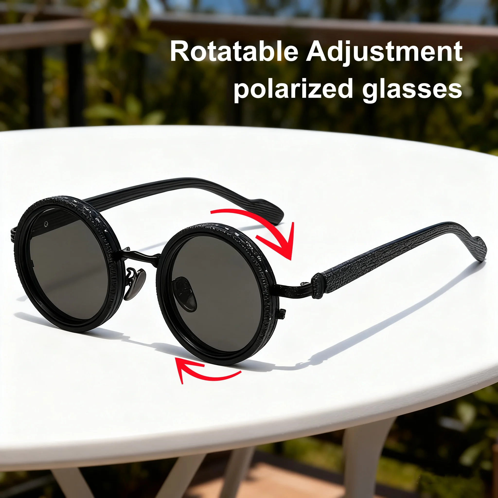 

ND9 Level Rotatable Adjustable Men's Sunglasses Retro Neutral Street Photography Wood Grain Legs UV400 Polarized Glasses