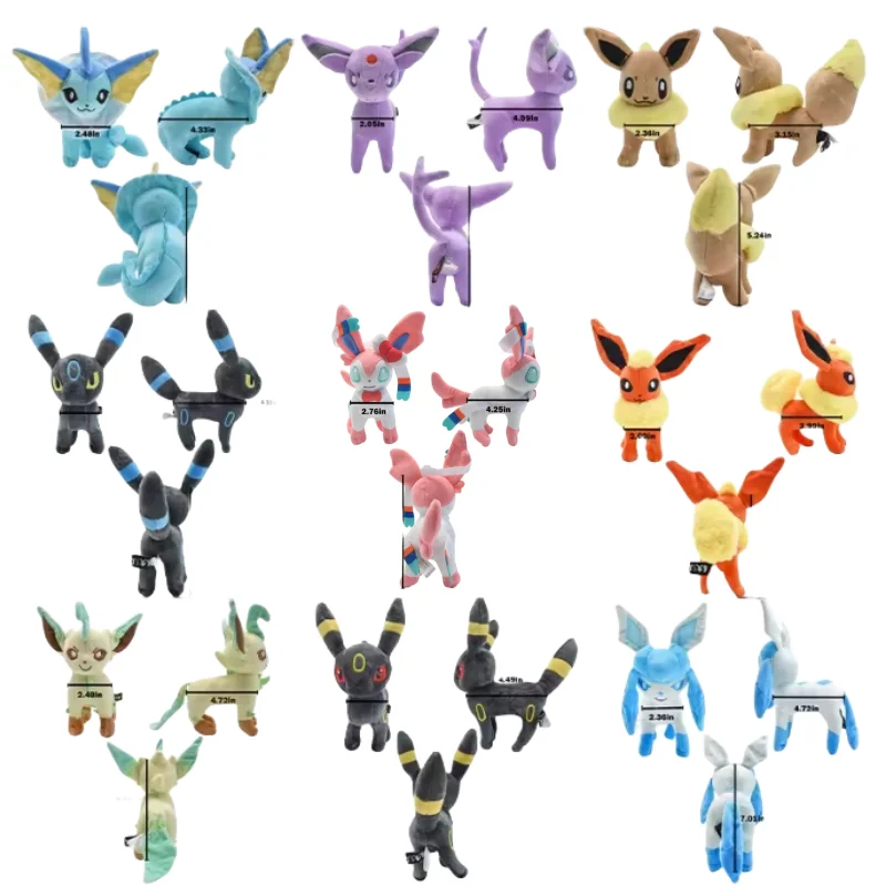 Pokemon Plush Figurine Toys Evolution Umbreon Eevee Sylveon Flareon Jolteon Vaporeon Soft Stuffed Animal Peluche Dolls Kids Gift