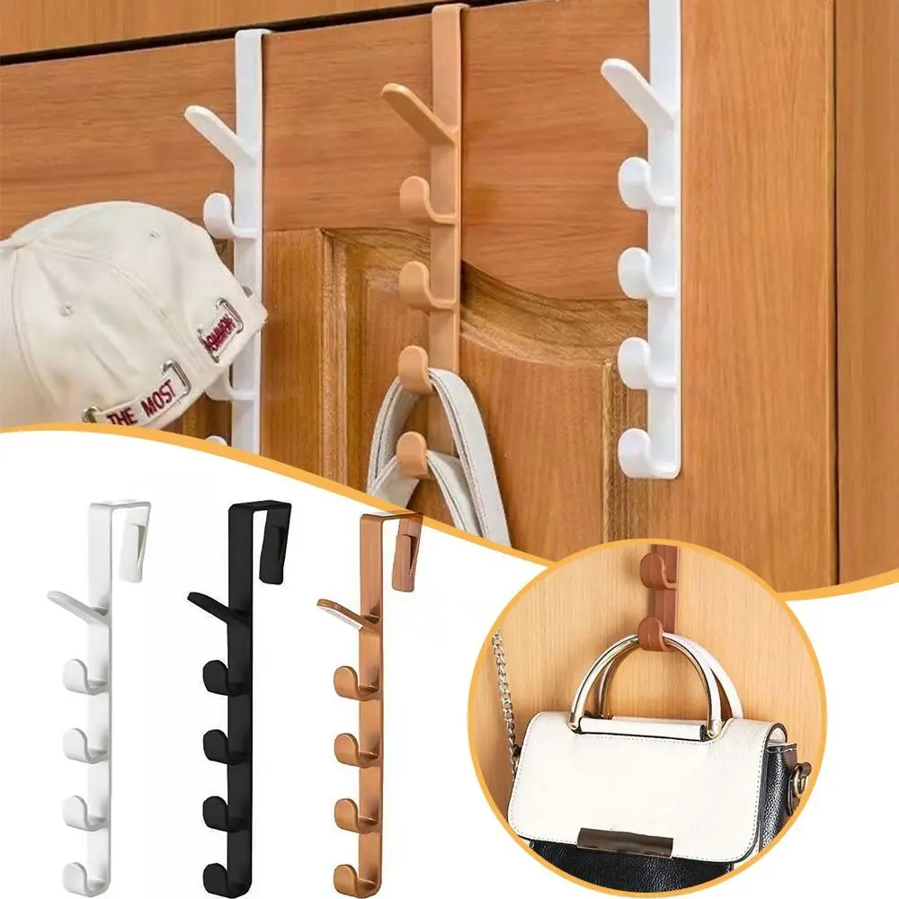 

For 1pc Bedroom Door Hanger Clothes Hanging Rack Over The Door Plastic Home Storage Organization Hooks, Purse Holder