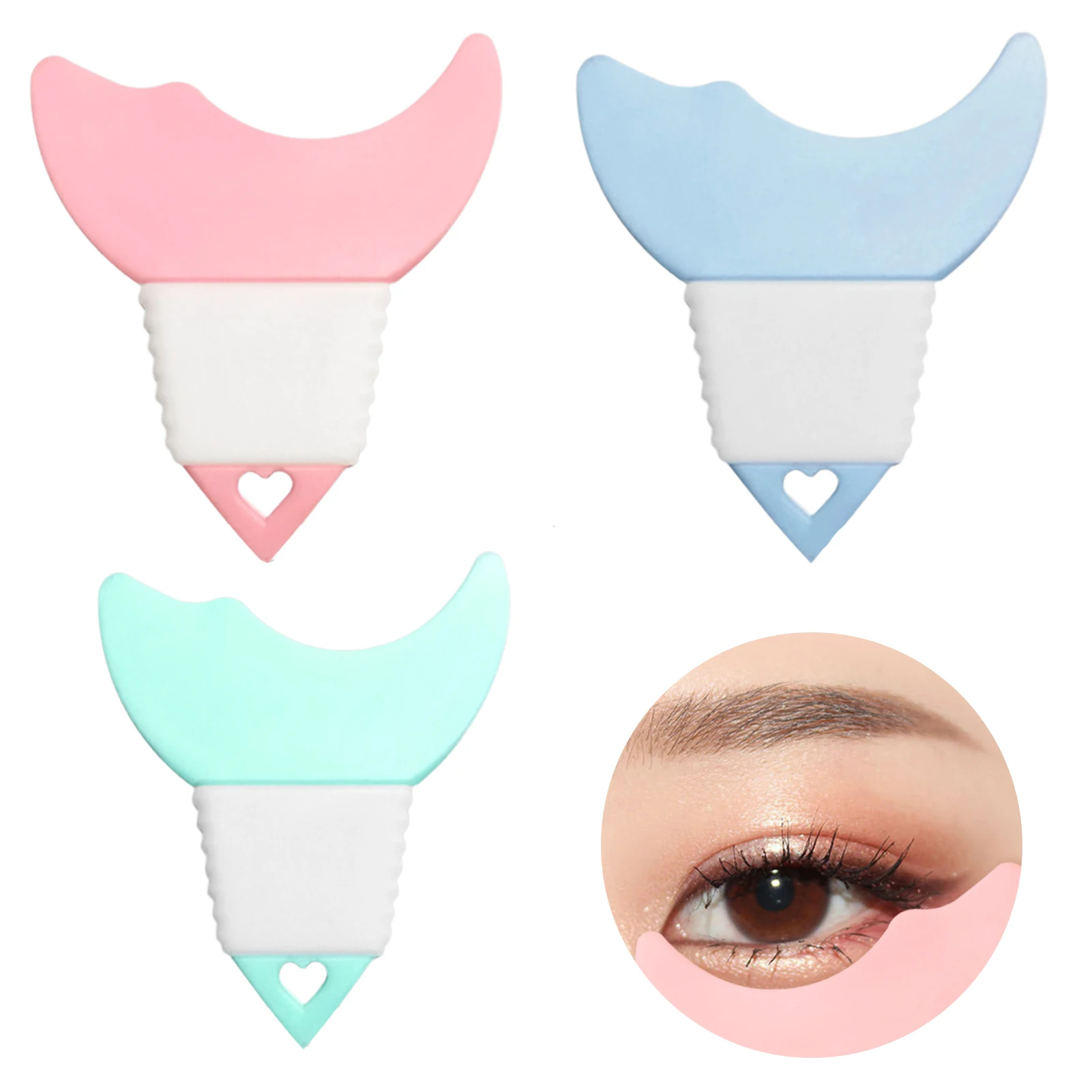 3pcs Mascara Shield Guard Applicator Double Head Tool- Silicone Reusable Eyelash Guide Prevent Eyeliner Tool, Auxiliary Tools