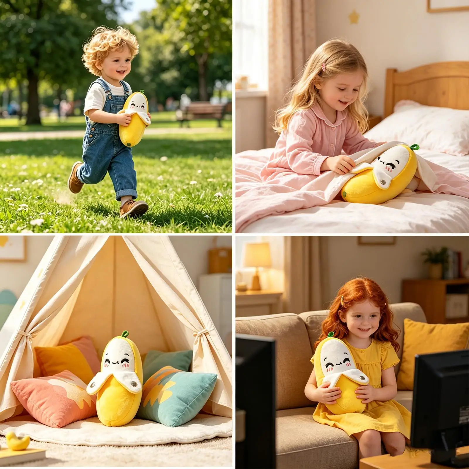 Creative Fruit Banana Baby Beat Sensing Novelty Parent-Child Musical Interactive Piano Toy Plush Doll Christmas Gift