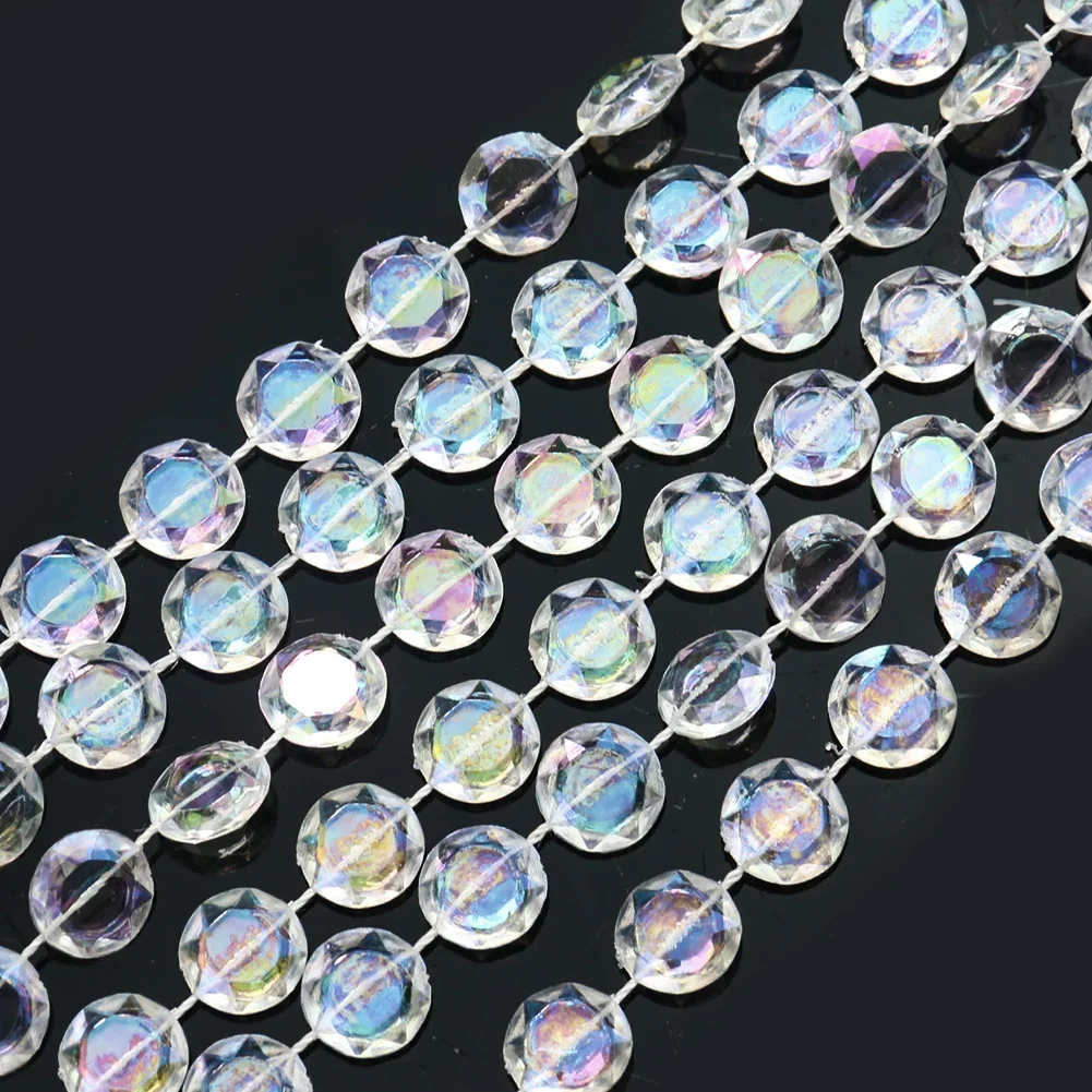 30m AB Color UFO Beads Chain Acrylic Connection Bead Garland Wedding Party Decor Fishing Line Diy Brides Headgear Accessories