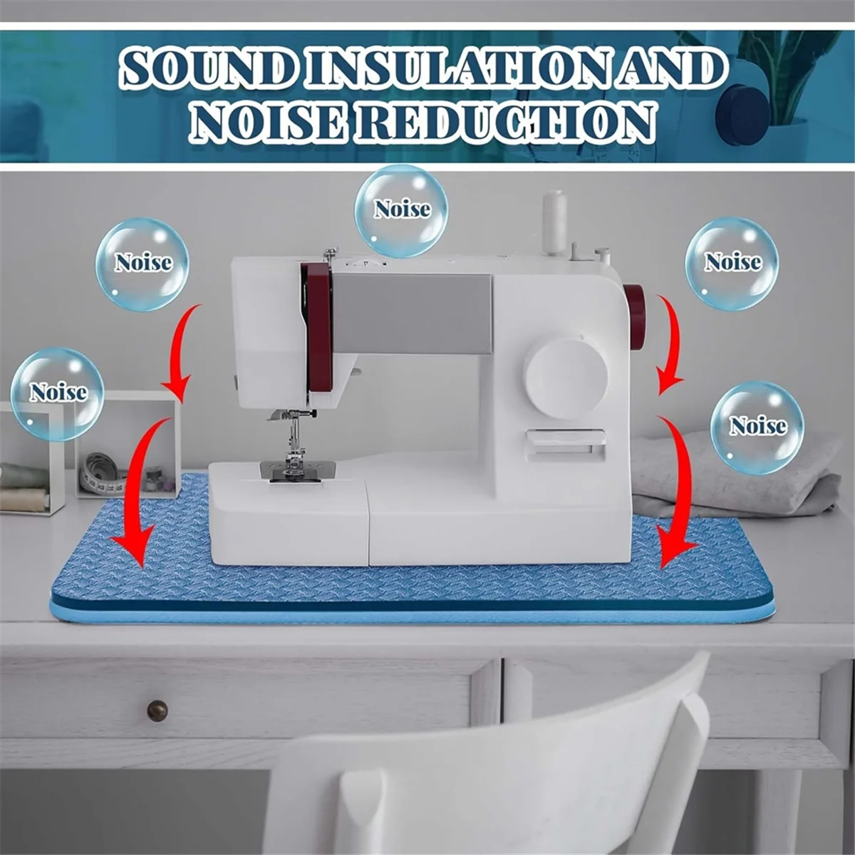 2 шт., коврик для глушителя швейной машины, коврик для педали, коврик для швейной машины, уменьшает шум вибрации, нескользящий синий, хит продаж