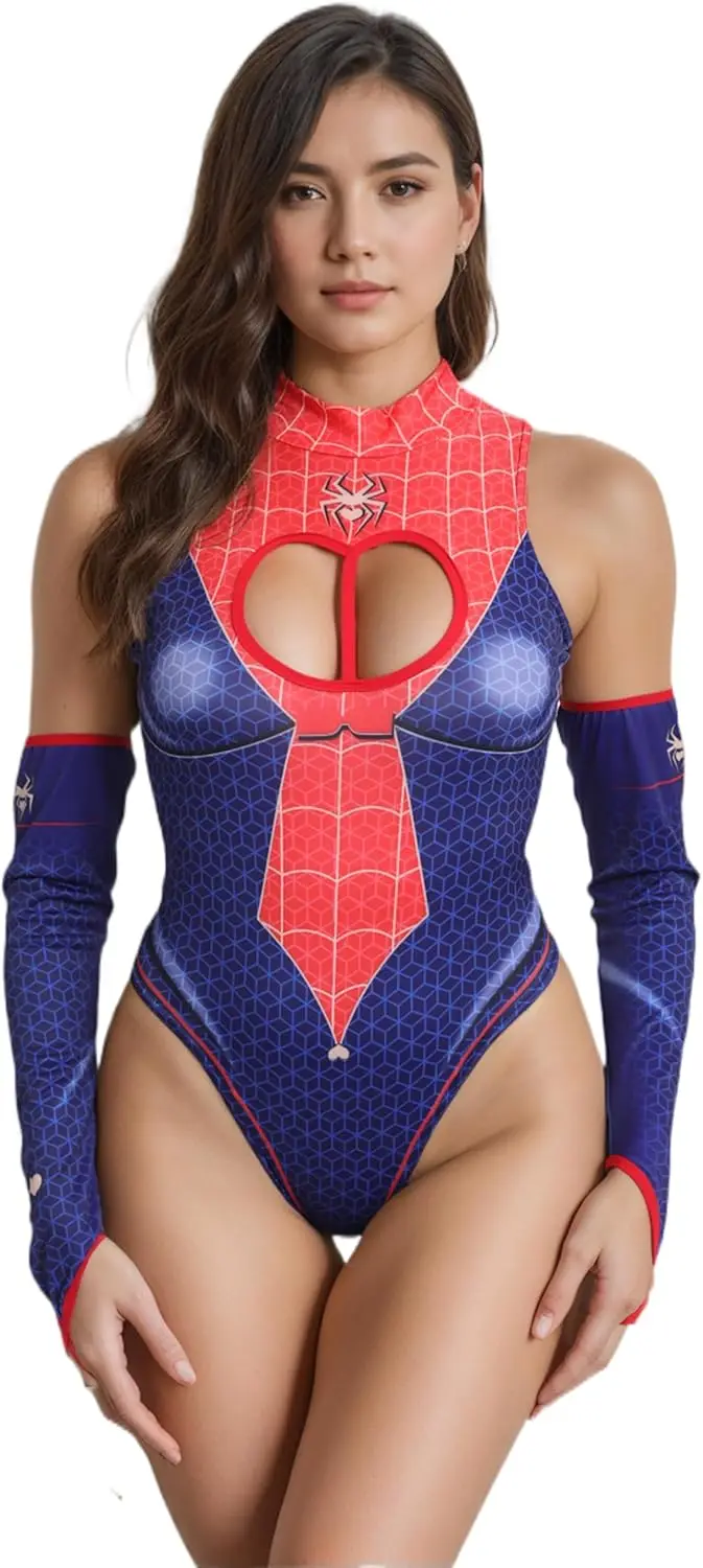 

Women's Superhero Costume sleeve cover Alluring Heart Cutout Halloween Cosplay Parties outfit