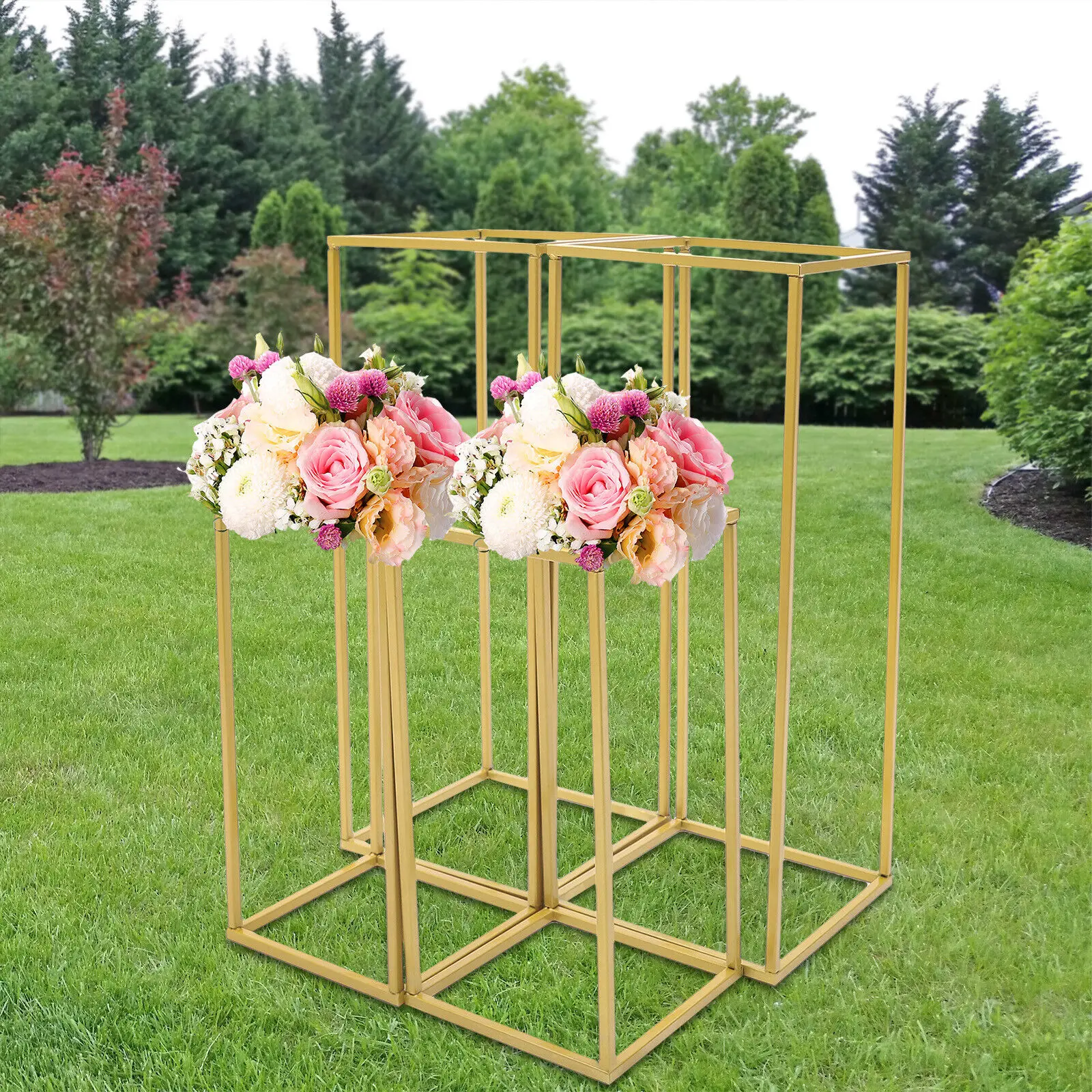 

Gold Metal Column Flower Stand Wedding Party Backdrop Centerpiece Rack 4Pcs US