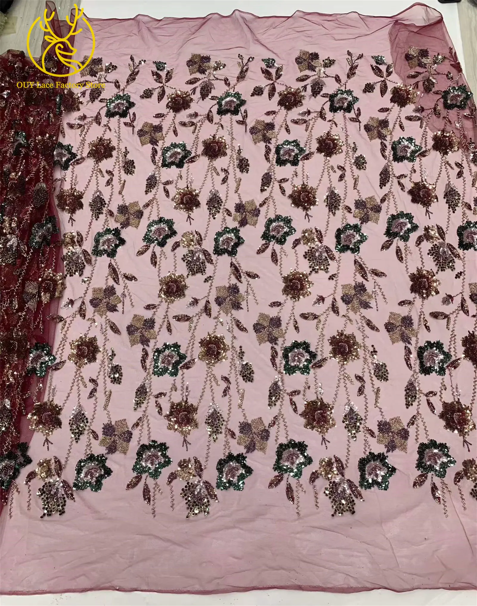 2026 Französische Stickerei Perlenbesetzter Mesh-Spitzenstoff 5 Yards Hochwertiger Afrikanischer Pailletten-Spitzenstoff für Damen Partykleider Nähen – Detail 18
