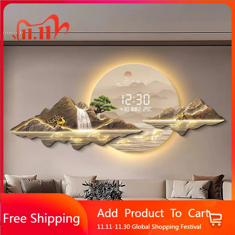 

Art Mural Wall Clocks Digital Luxury Led Interior Large Modern Aesthetic Wall Watch Creative Reloj De Pared Home Decoration