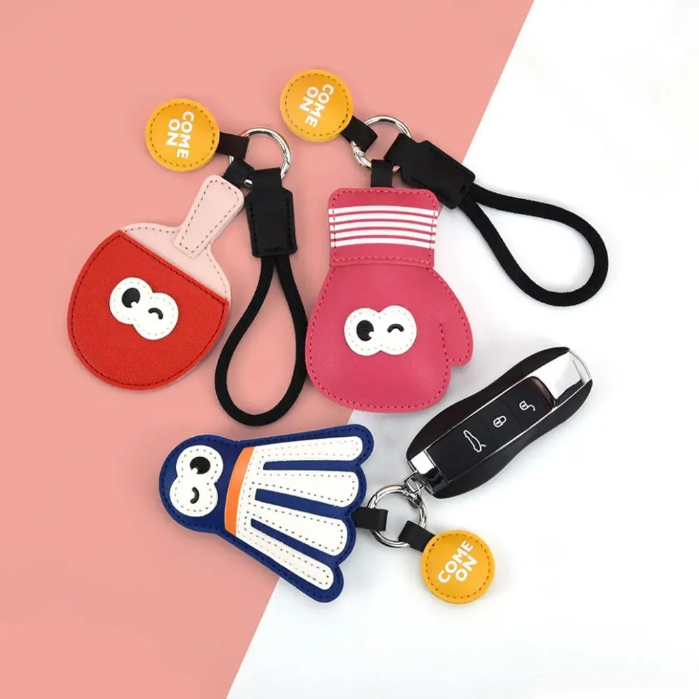 Wrist Strap Table Tennis Leather Pendant Hand-sewn Anti-lost Ping Pong Racket Pendants Trinket Ins Badminton Cartoon Keychain