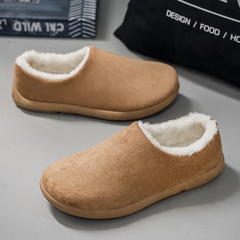 

Мужская хлопковая обувь для дома, удобные плюшевые повседневные зимние прогулочные туфли, нескользящие теплые домашние тапочки на мягкой подошве для мужчин