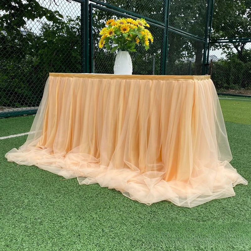 Falda de Mesa para Postre, Decoración para Fiestas de Cumpleaños y Bodas, Tul Esponjoso de Hilo Dulce, Mantel de Mesa