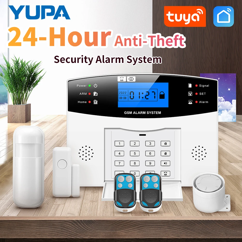 Tuya WIFI GSM Alarm System 433MHz 2G Wireless Home Burglar Security Alarm Door Window Sensor AlarmWorks With Tuya Samrt Life