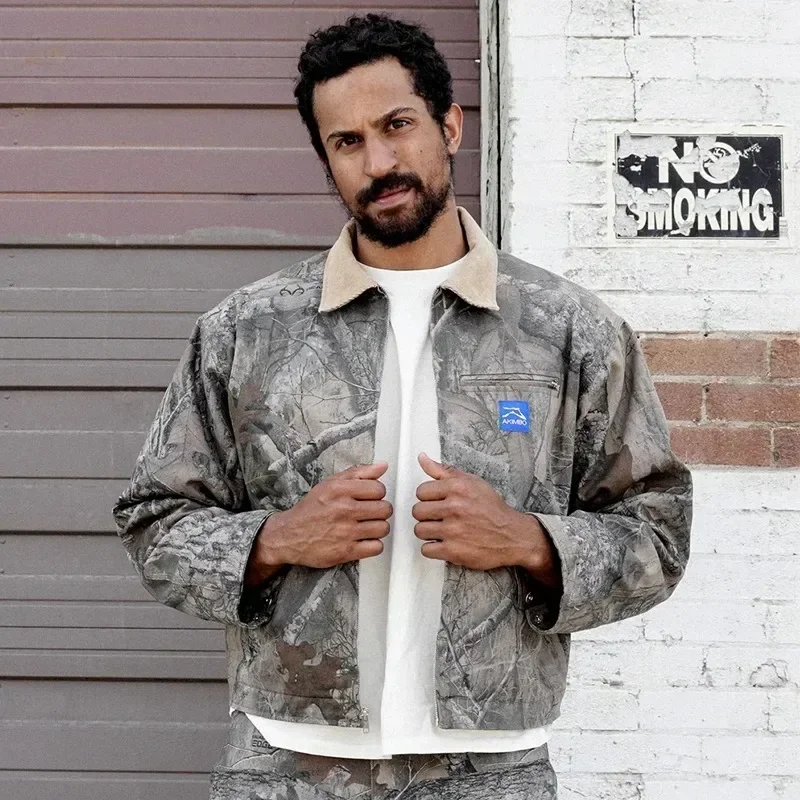 Męska kurtka oversize w stylu Y2K Vintage, gotycka, hip-hopowa, moda Harajuku, bluza, odzież uliczna, kamuflaż, płaszcz na zamek błyskawiczny