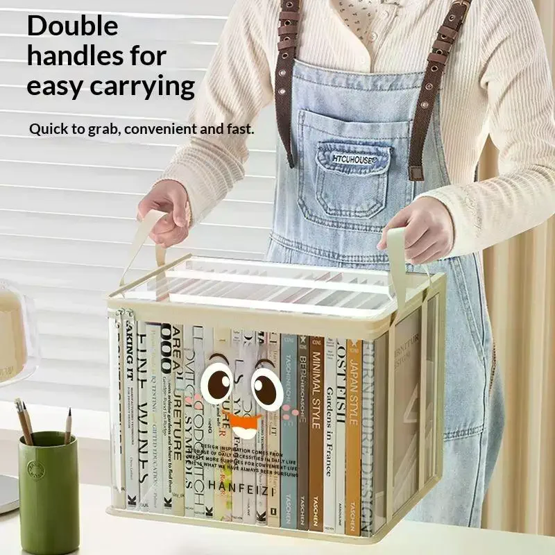 Foldable Book Organizer Box Portable Waterproof Student Textbook Storage Pouch for Dormitory Classroom School Use