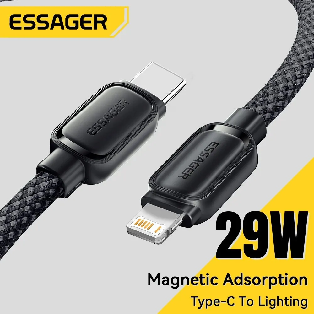 Essager PD29W USB C To Lighting Magnetic Fast Charger Tangle-Free Cable for IPhone 14 13 12 11 Pro Max