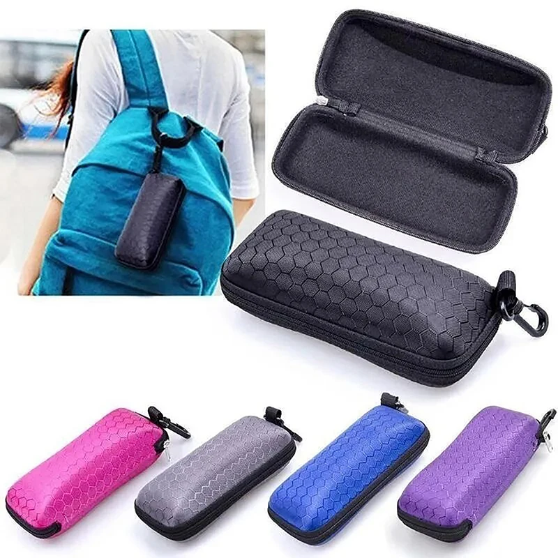 Protective Glasses Case Sunglasses Holder Zipper Box With Ring Compression Resistant Travel Portable Rectangle Glasses Bag Gift