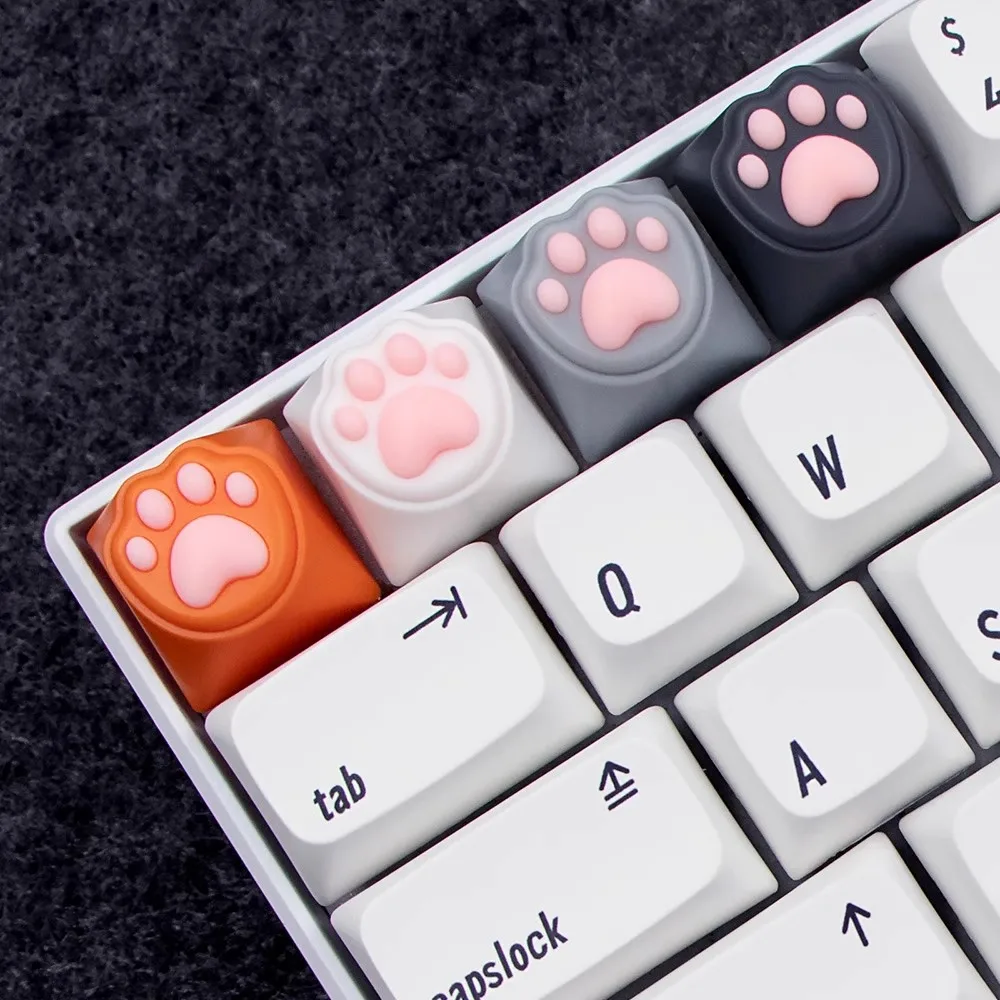 4 pcs/pack Soft Cute Cat Claw Keycap PC+Silica Gel Creative Key Caps For MX Switch Mechanical Keyboard