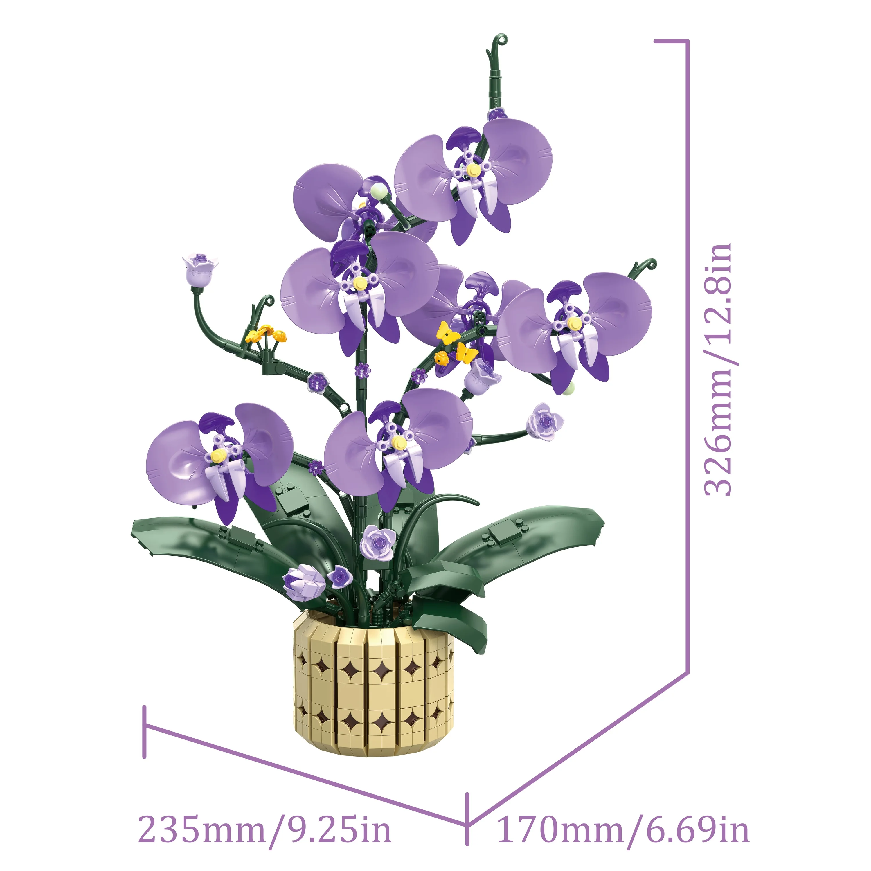 

832 шт., модель орхидеи фаленопсиса в сборе, домашний декор, креативный орнамент, строительные блоки, набор игрушек, детская развивающая игрушка в подарок