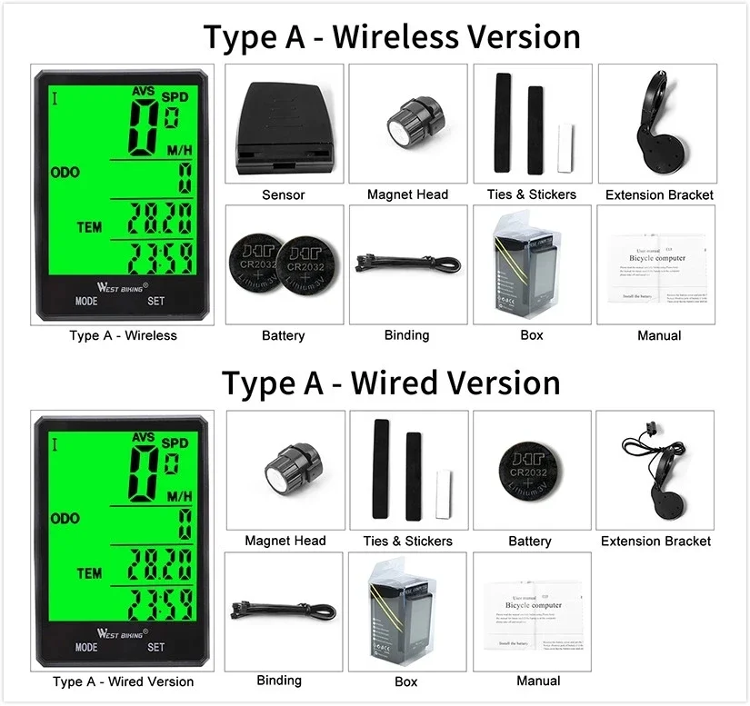 Odómetro Digital para bicicleta, velocímetro, cronómetro, resistente al agua, con cable inalámbrico, retroiluminación LED