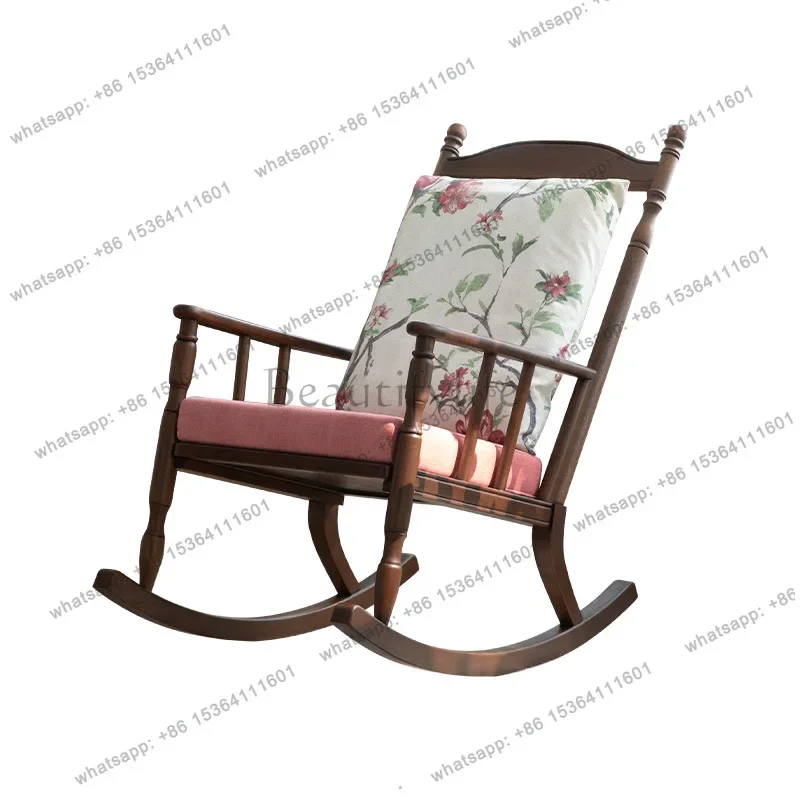 

yj9 Retro lazy rocking chair recliner balcony home leisure living room solid wood free sofa chair