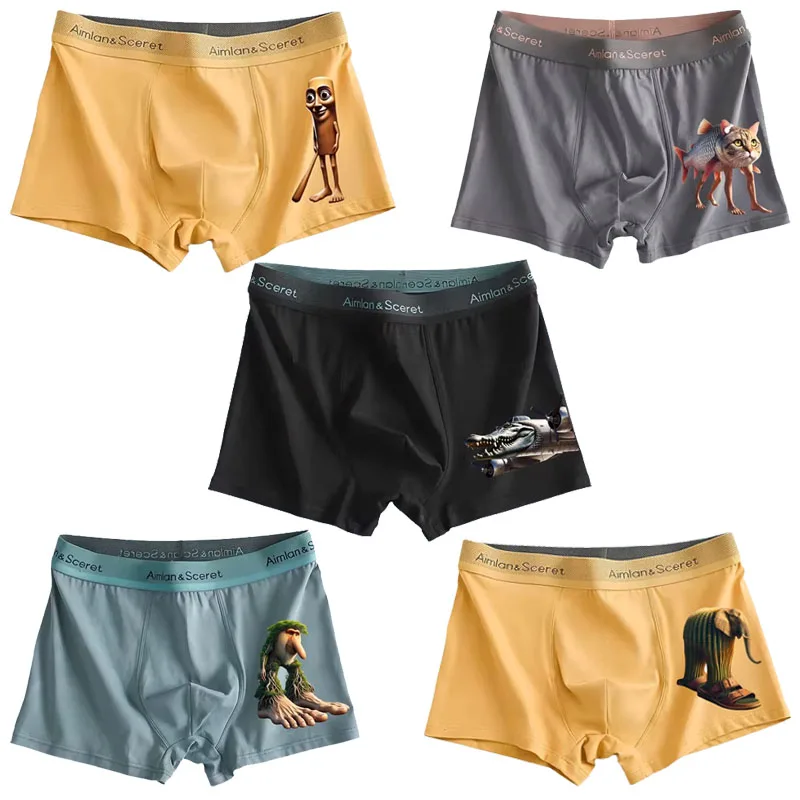 Tralalero Tralala Tung Tung Tung Sahur Brr Brr Patapim Meme Забавный итальянский мозг Rot Мужское нижнее белье из чистого хлопка Большие размеры Fat